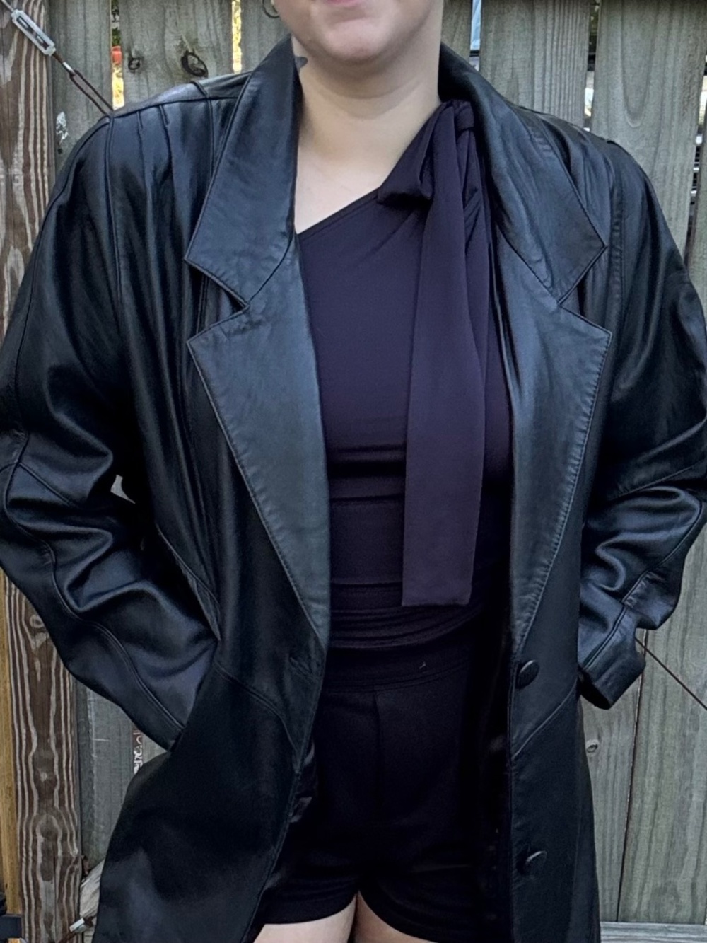 Jaqueline Ferrar Black Leather Trench Coat